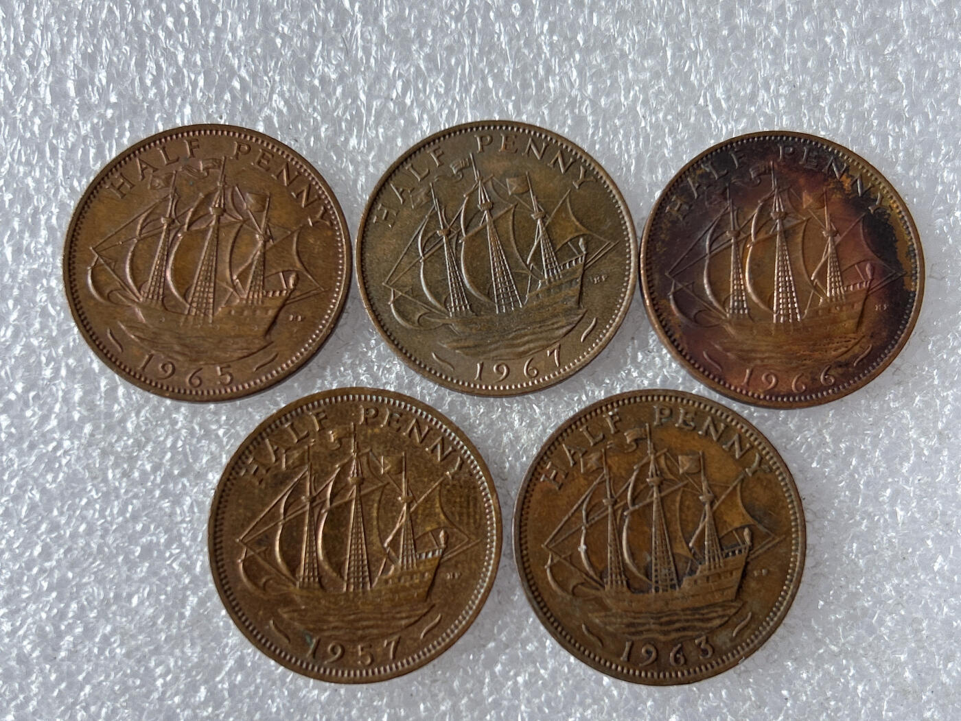 第一海外回流一元起拍收藏 散币专场 第103期 英国1/2便士铜币 5枚