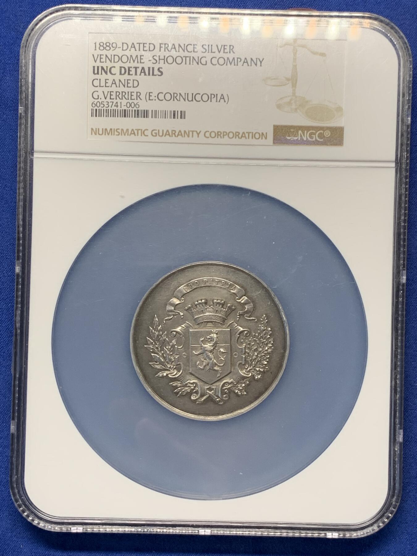 《竞宝斋》第291场- 周日，周一，周二 3场连拍 （全场包邮） NGC-UNCD 法国旺多姆射击公司大银章，直径50mm左右