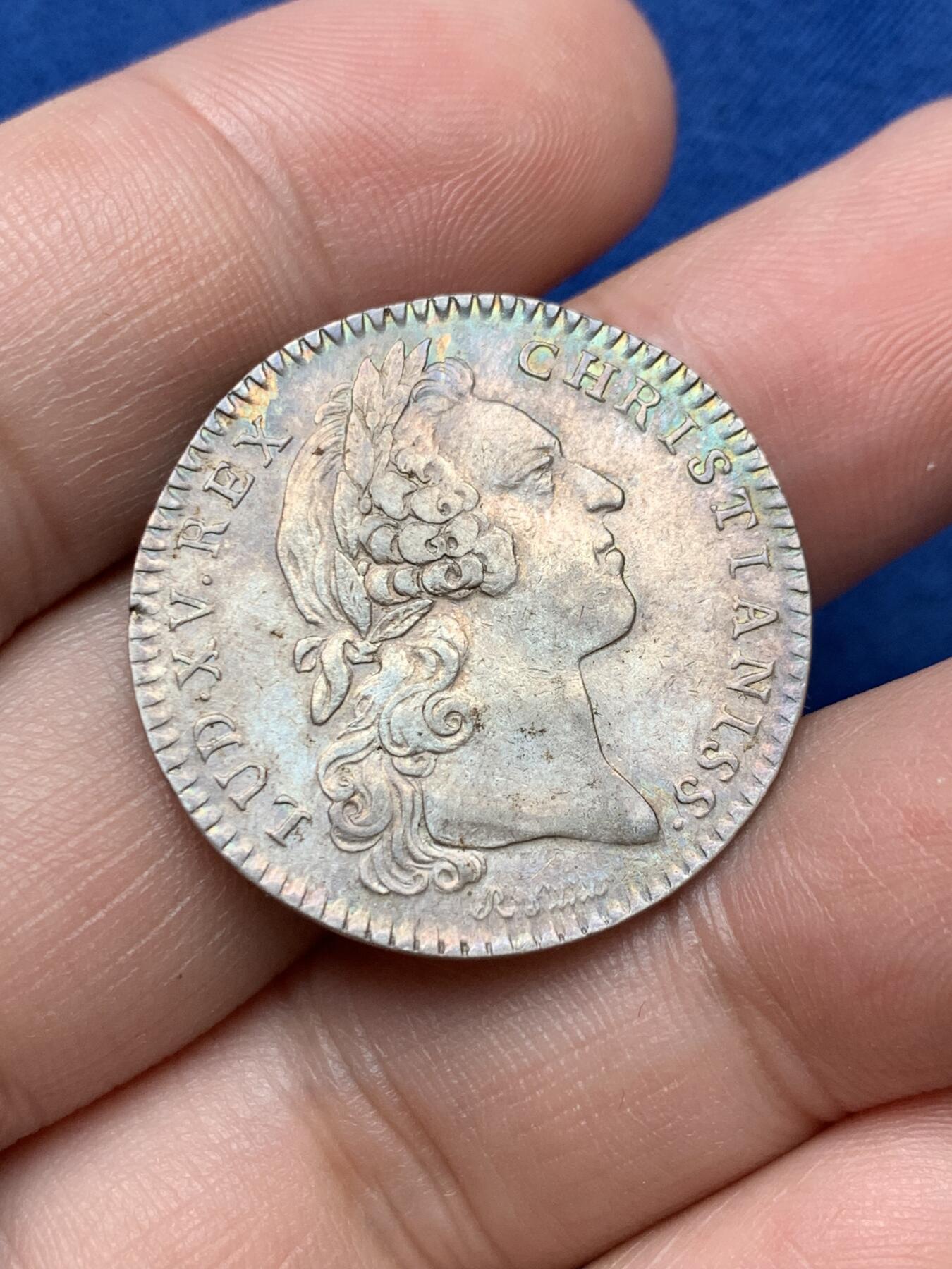 《竞宝斋》第291场- 周日，周一，周二 3场连拍 （全场包邮） 法国1758年非凡战争银质代币，6.84g，28.4mm