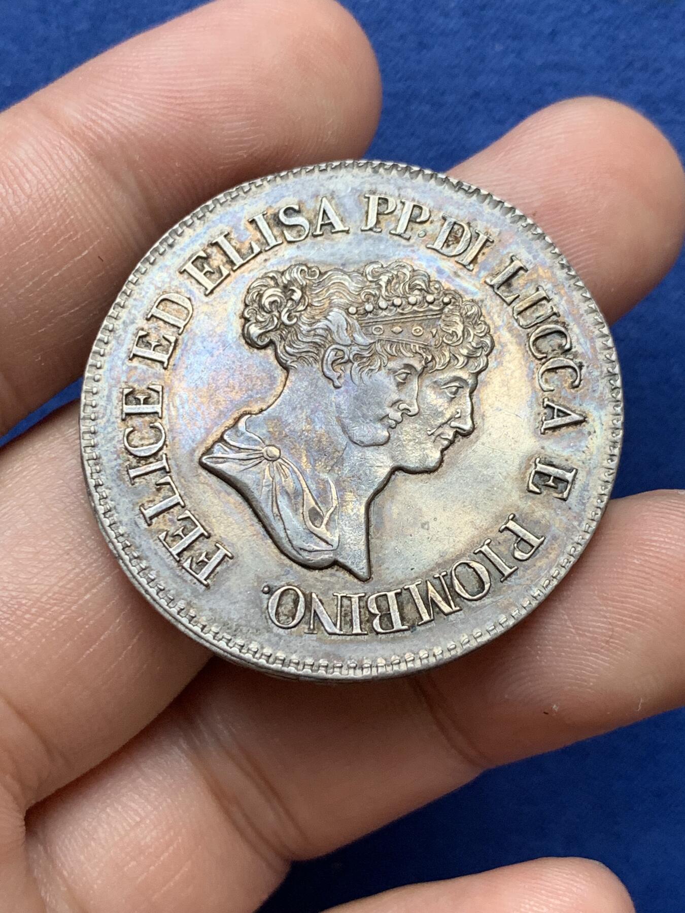 《竞宝斋》第290场- 周日，周一，周二 3场连拍 （全场包邮） 意大利卢卡1805年5法郎银币