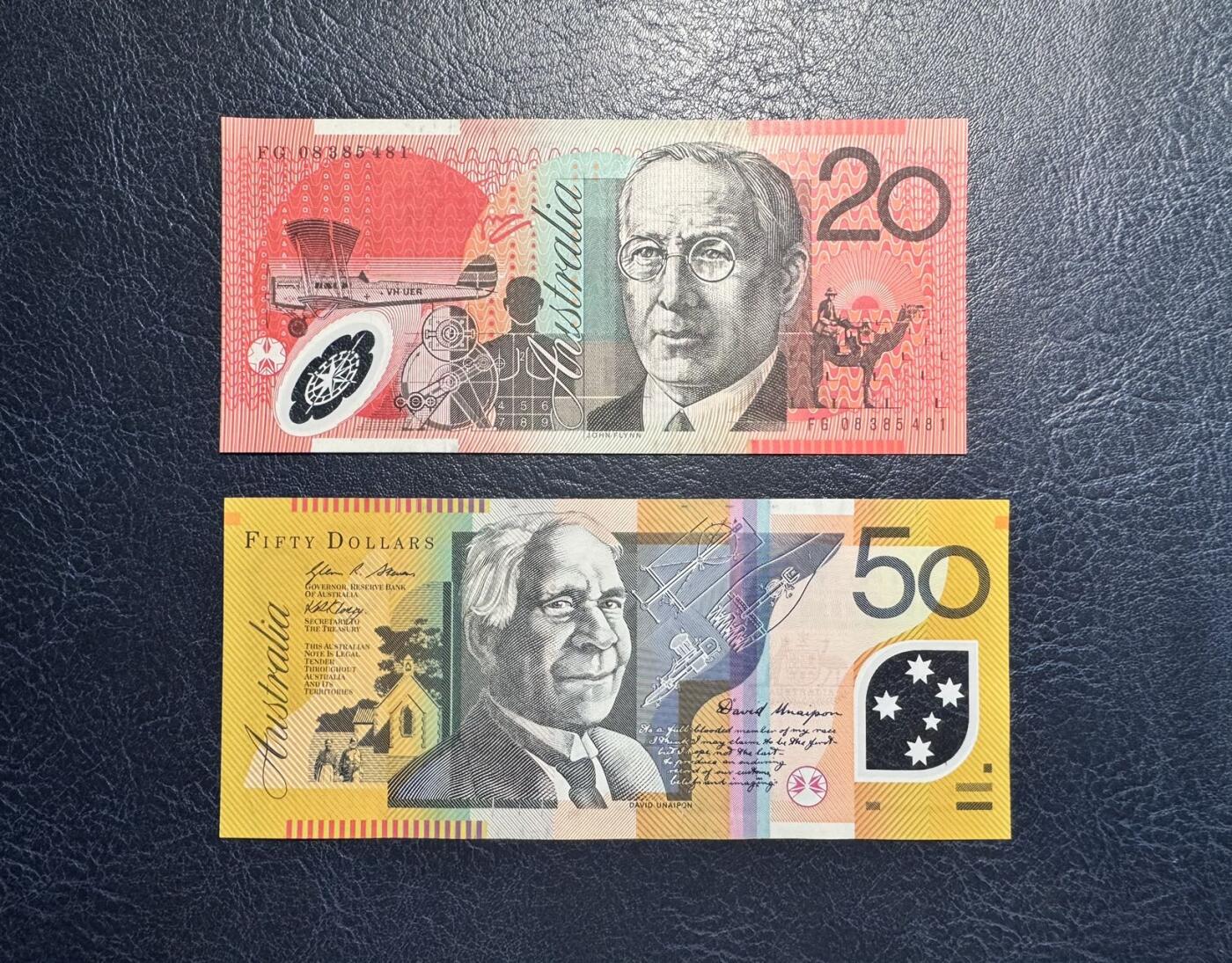 收藏联盟Quantum Auction 第363期拍卖  澳大利亚2008-09年20和50元 品相UNC 票面和边角有轻微瑕疵