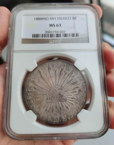 海外回流精选 - NGC MS63 墨西哥1888年MO版鹰洋8R银币