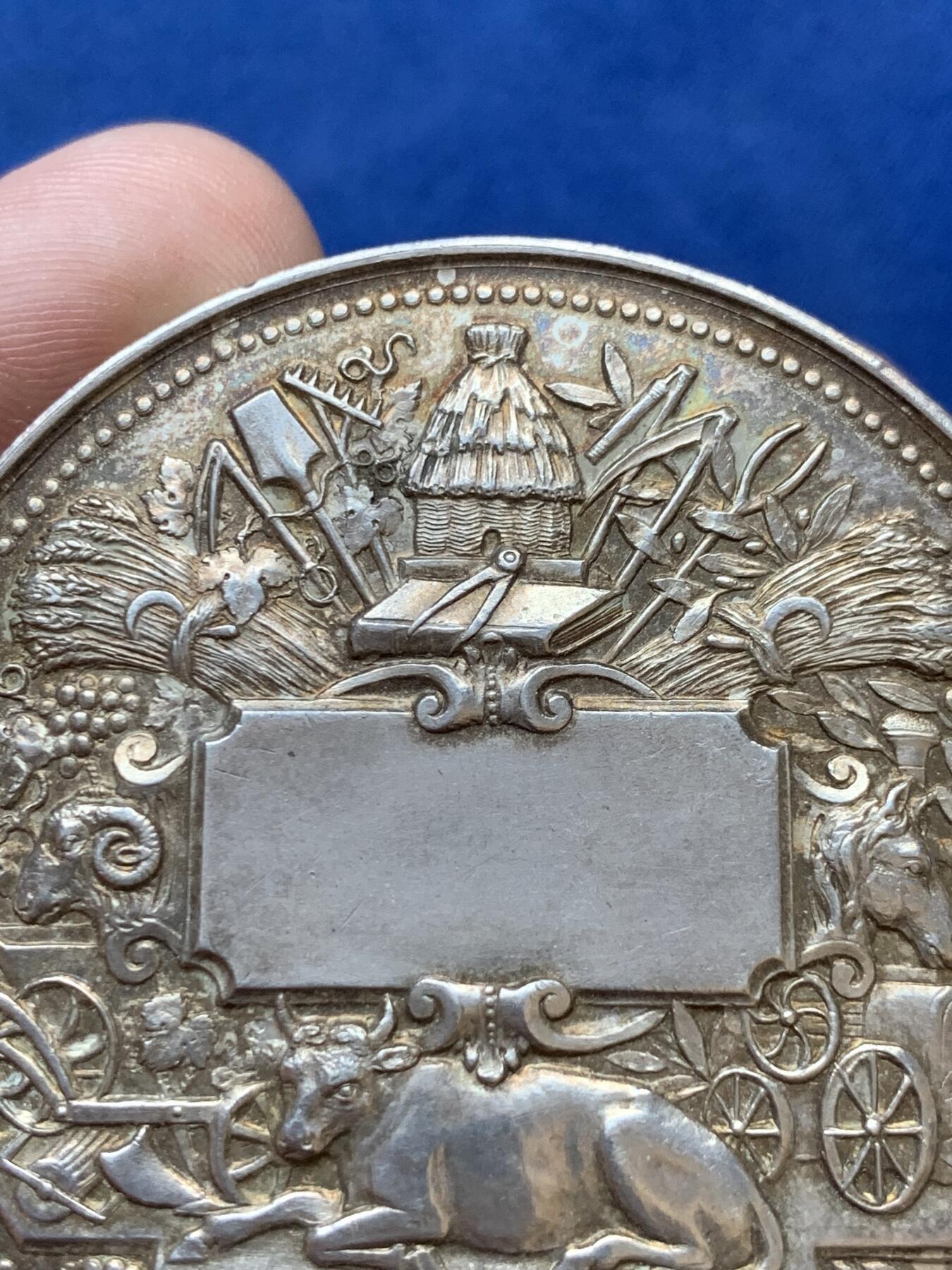 《竞宝斋》第291场- 周日，周一，周二 3场连拍 （全场包邮） 法国农业部大银章，79.24g，55.3mm，丰饶角边铭