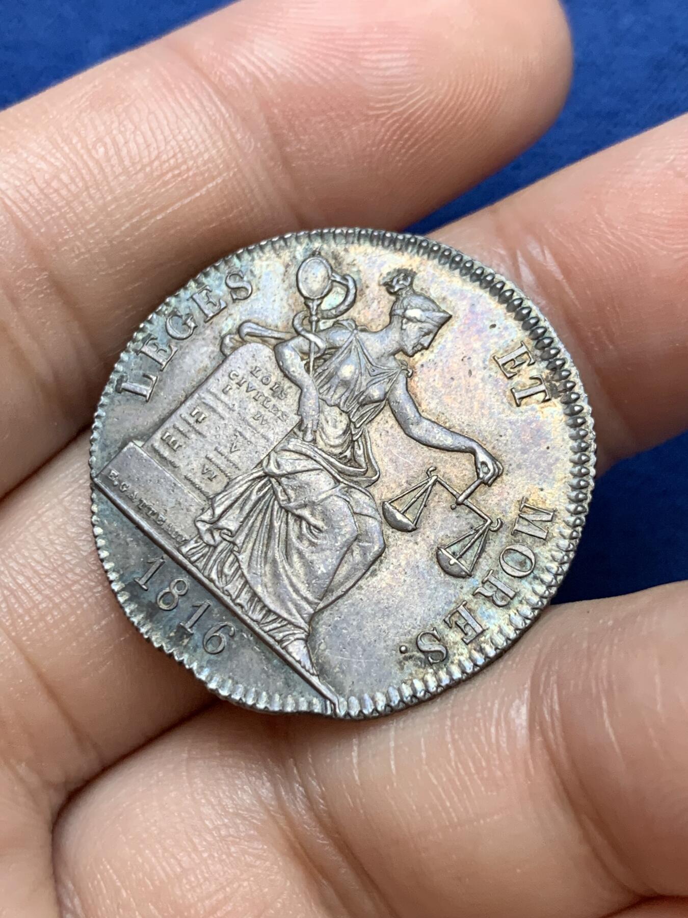 《竞宝斋》第291场- 周日，周一，周二 3场连拍 （全场包邮） 法国亚眠公证人银质jeton，8.78g，29.5mm，1832年以前无边铭