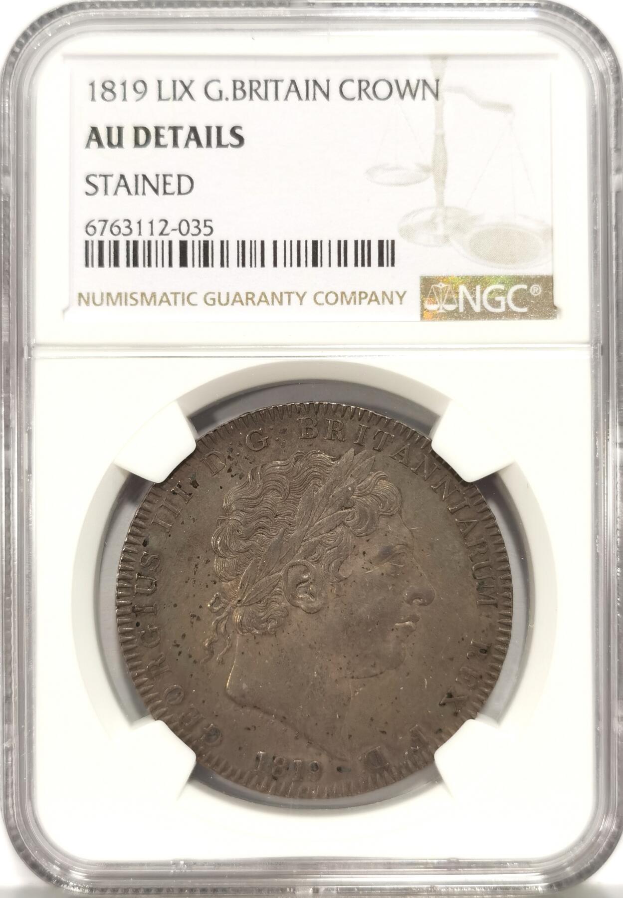 博洋堂“夏光旖旎”7月精品专场暨第085期（全场包邮） NGC AU 英国1819年乔治三世马剑克朗银币，英国马剑系列的开端，机制克朗的鼻祖，一流包浆状态