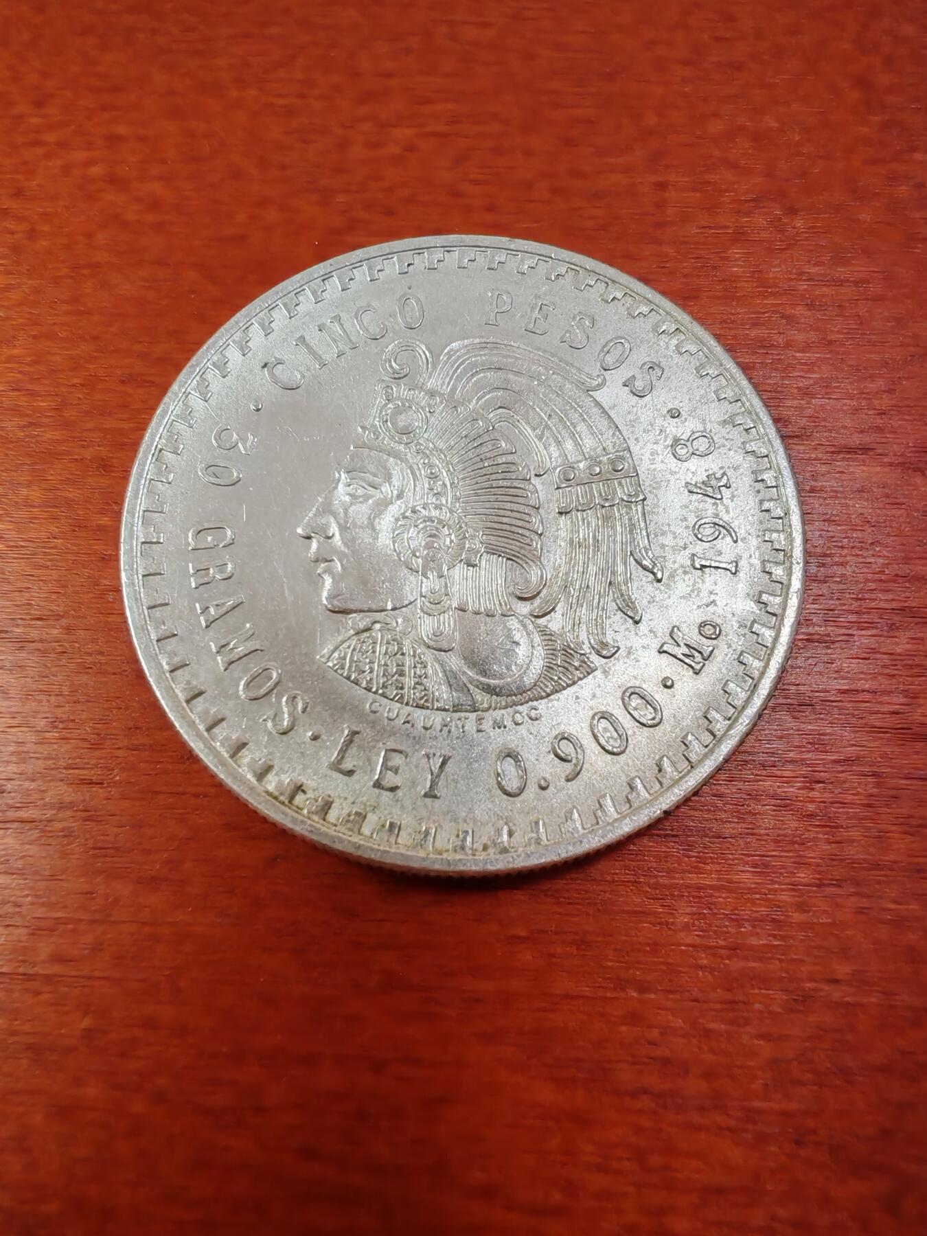 长老汇龙年精选第十一场拍卖（币中币） 1948印第安头像5比索银币