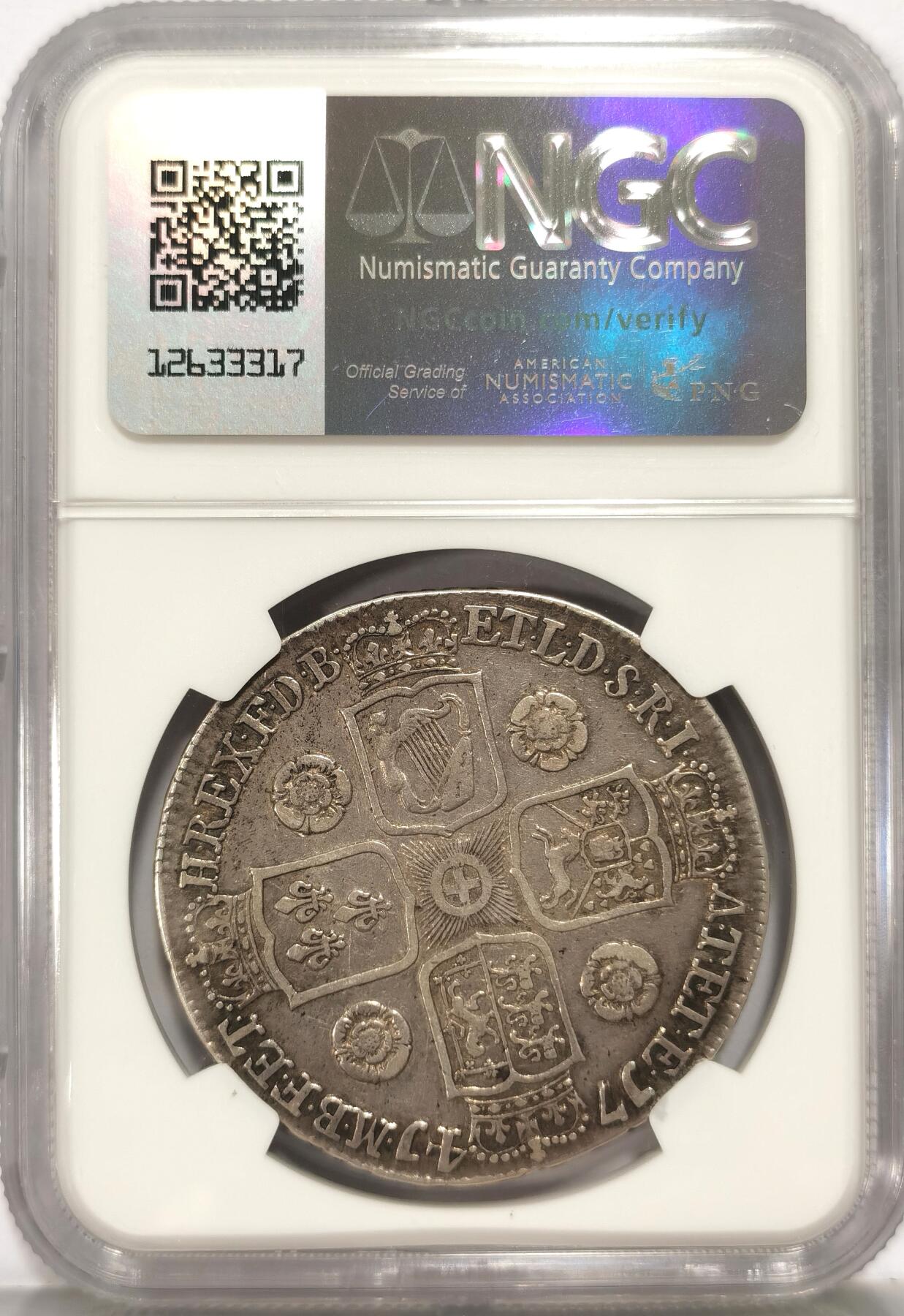 博洋堂“夏光旖旎”7月精品专场暨第085期（全场包邮） NGC VFD 英国1741年乔治二世1克朗银币，名誉品，HA今年同VF品相成交价接近7000人民币