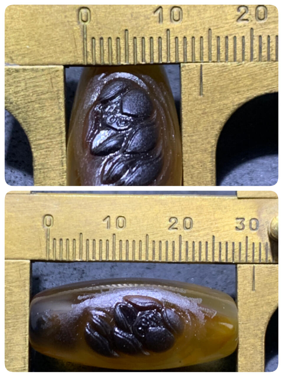 精美亚光高玉化巴西玛瑙手工俏色巧雕荷花桶珠一个！