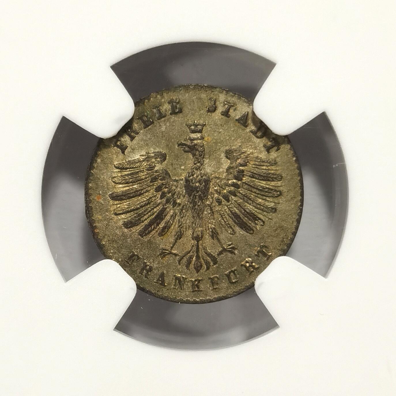 博洋堂“夏光旖旎”7月精品专场暨第085期（全场包邮） NGC MS63 德国1839年法兰克福城市景观1克鲁泽银币，原味状态，细节很好