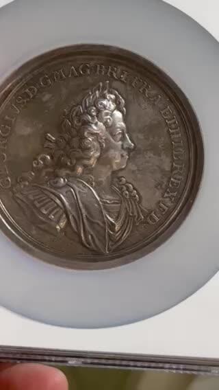 NGC-MS64 1714英国乔治一世抵达英格兰超大银章冠军分