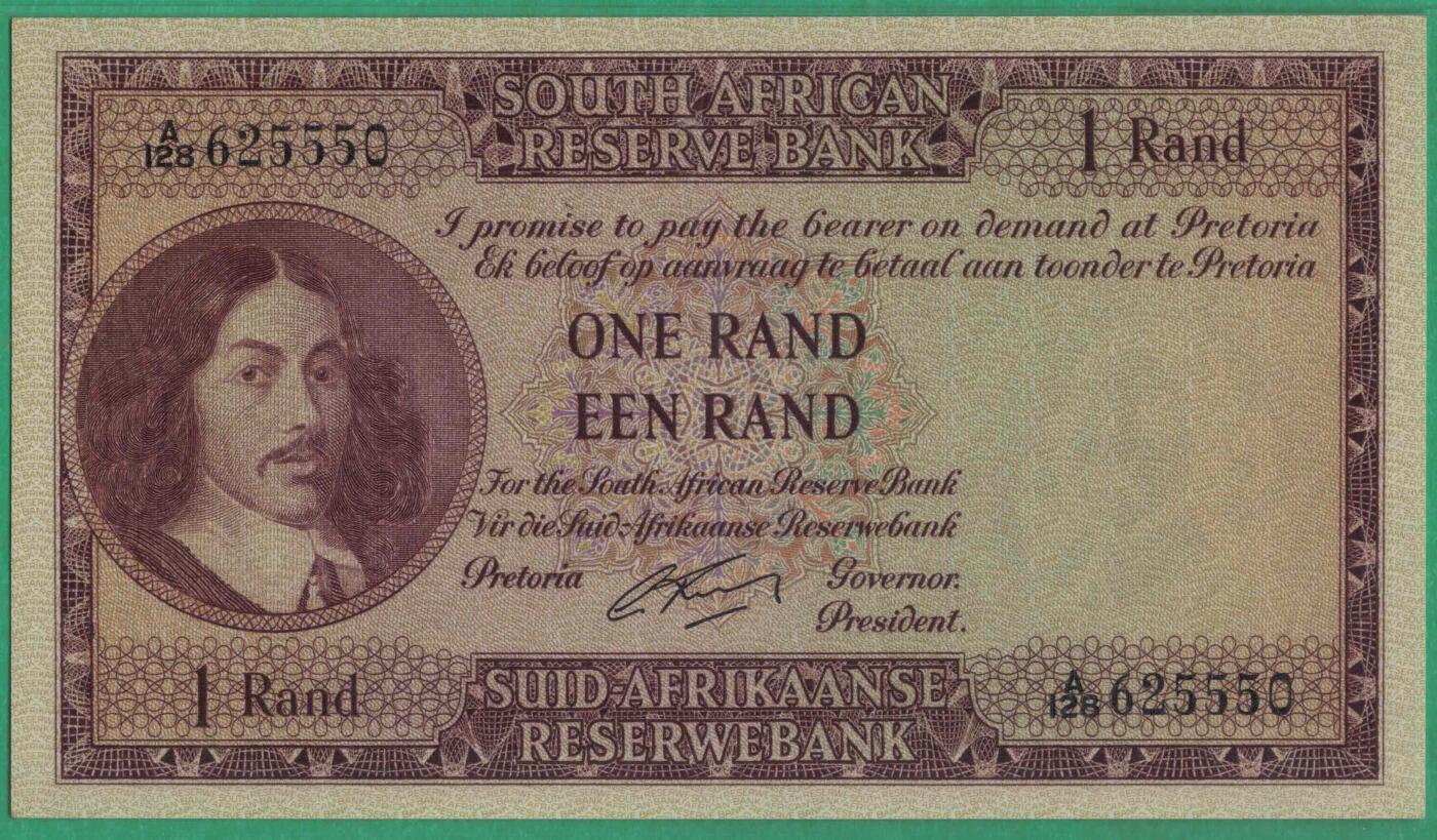 南非1962年至1965年1兰特 555中间豹子 无347 P-102b 实物图 UNC