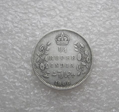英属印度1906年1/4卢比爱七银币