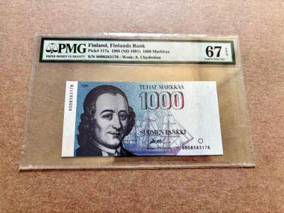 【Blue Auction】✨世界纸币精拍第512期【精】 - 芬兰 1986年1000马克 PMG67EPQ 高分