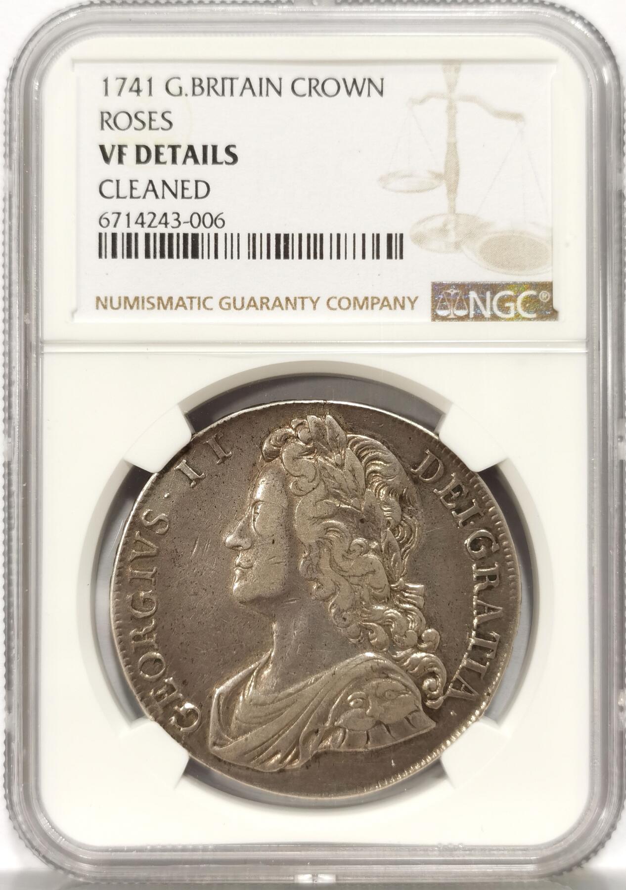 博洋堂“夏光旖旎”7月精品专场暨第085期（全场包邮） NGC VFD 英国1741年乔治二世1克朗银币，名誉品，HA今年同VF品相成交价接近7000人民币