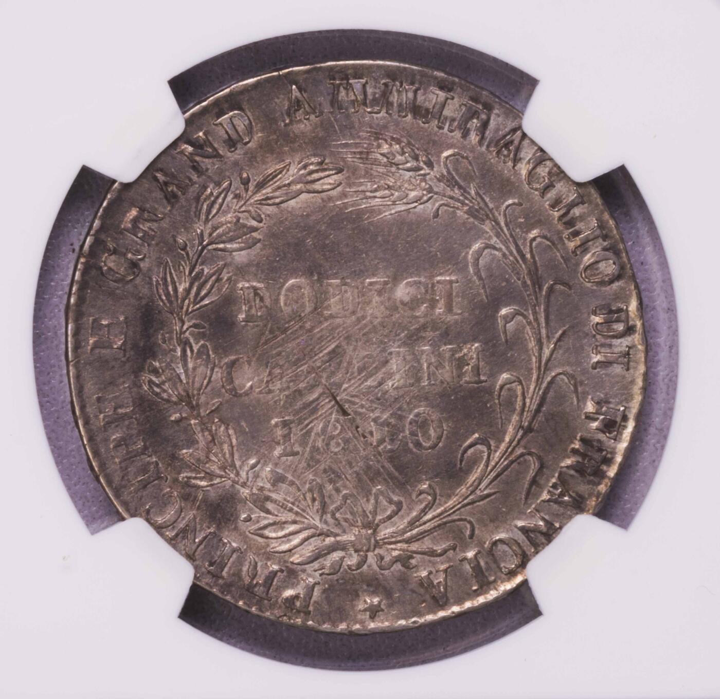 NGC-AU55 1810意大利那不勒斯王国缪拉12卡利尼大银币 稀缺品种