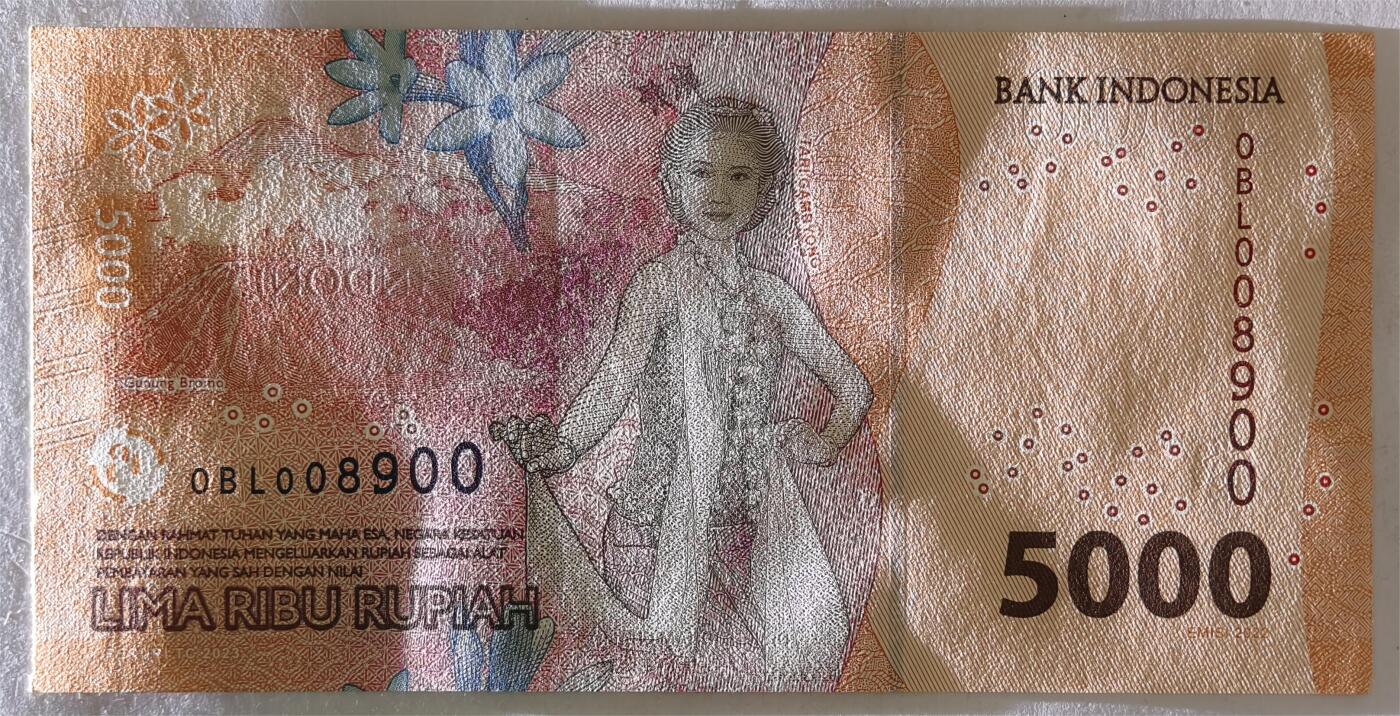 紫瑗钱币——第393期拍卖——纸币场 【双尾0 倒置号】印度尼西亚 2022年 伊达姆·哈立德 5000卢比 UNC