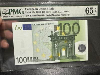 《外钞收藏家》第三百九十五期 - 2002年100欧元 PMG65 二签