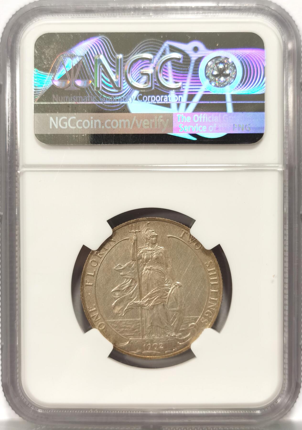 博洋堂“夏光旖旎”7月精品专场暨第085期（全场包邮） NGC PF61MATTE 1902 英国爱德华七世海神2先令磨砂精制银币，现在海神很少见了