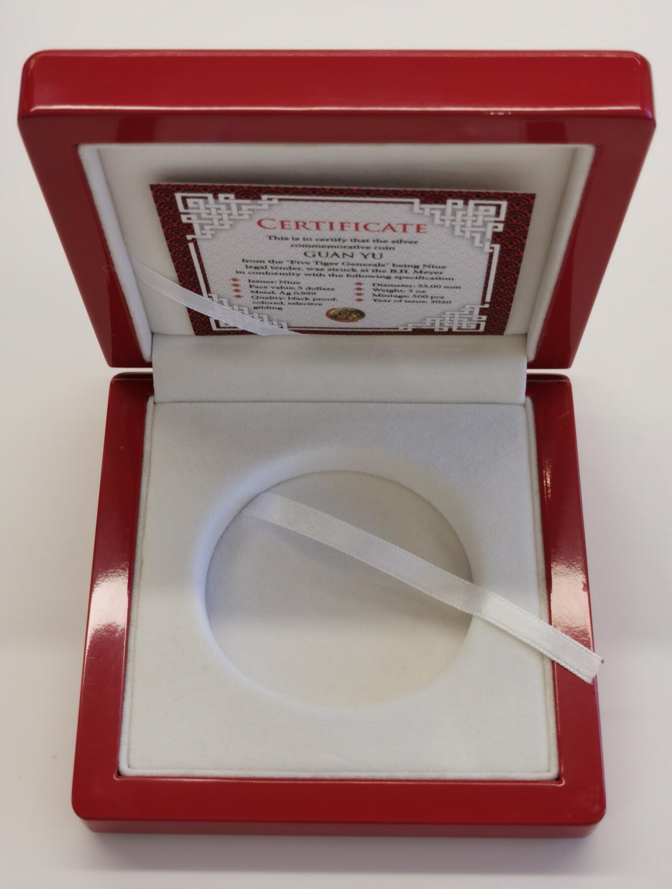 博洋堂“夏光旖旎”7月精品专场暨第085期（全场包邮） NGC PF70UC 2020年纽埃3盎司五虎上将关羽钌化镀金仿古高浮雕加厚银币，盒证齐全