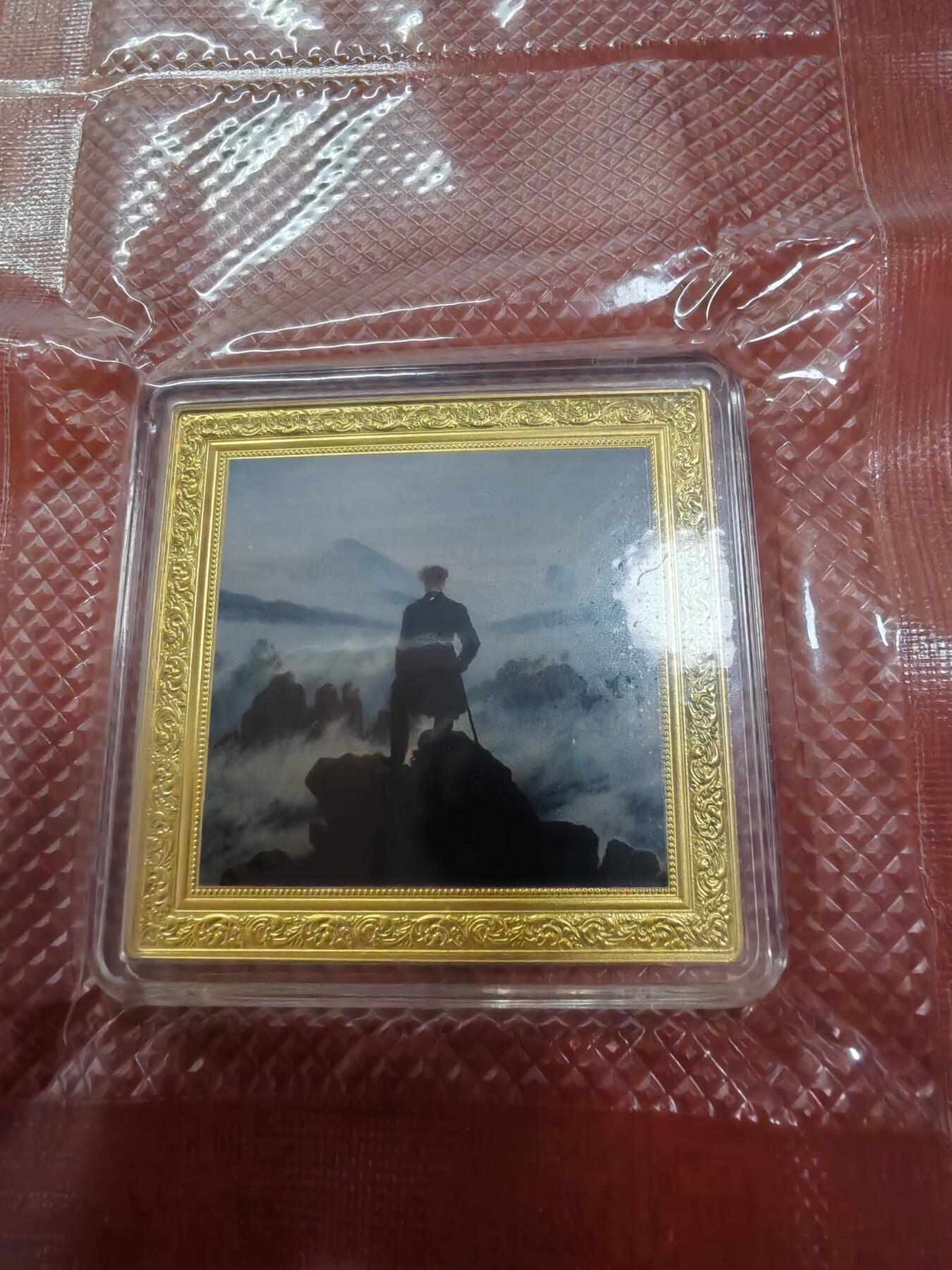 长老汇龙年精选第十二场拍卖（满分进行曲） 2021纽埃世界名画系列之云中漫步者1盎司1元彩色精制银币，盒证全，发行价650元