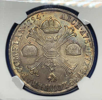 NGC-AUD 1794M意大利米兰邦1泰勒大银币 稀有老五彩