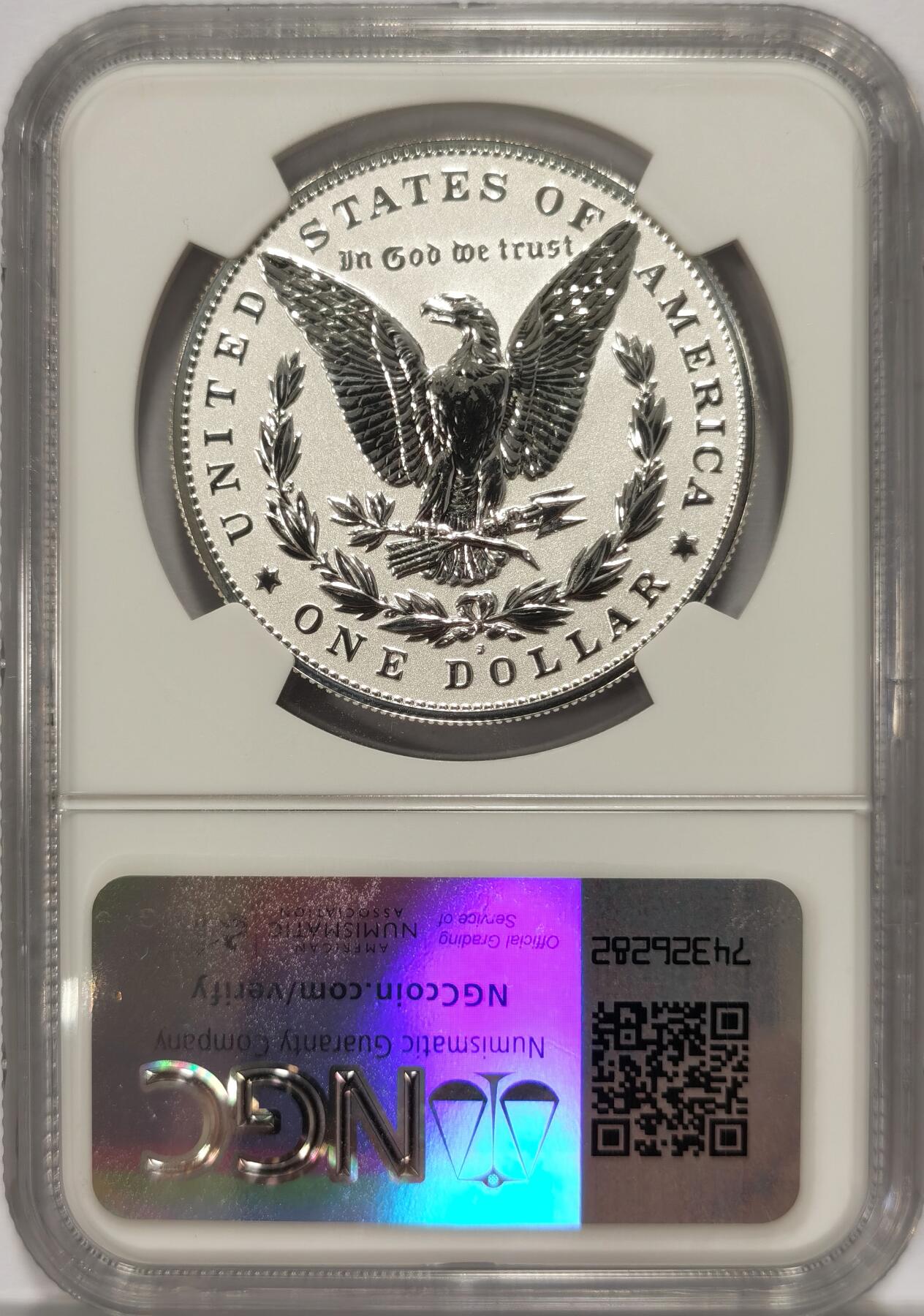 博洋堂“夏光旖旎”7月精品专场暨第085期（全场包邮） 美国2023年反向精制摩根银元NGC-PF69，999银，PROOF反向精制币，币面清爽干净又漂亮，打制精美，状态一流