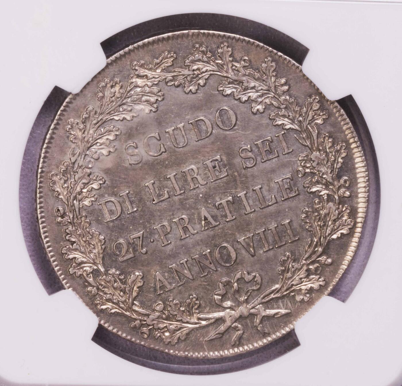 NGC-AU55 1799山南共和国斯库多大银币 一年版经典设计
