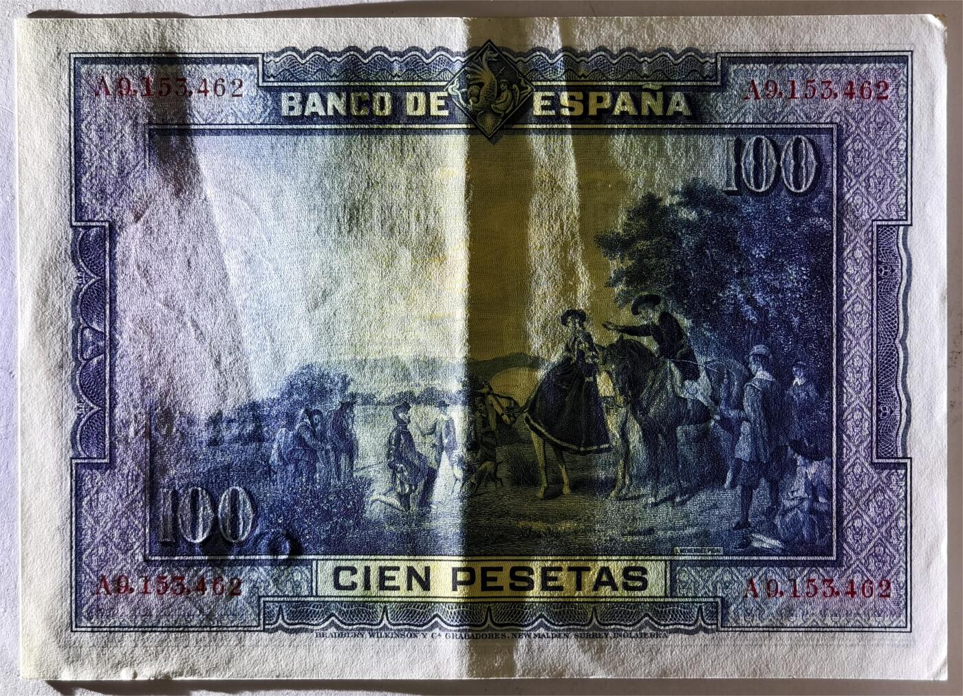 紫瑗钱币——第393期拍卖——纸币场 西班牙 1928年 中央银行 油画《唐吉坷德》 100比塞塔 AU