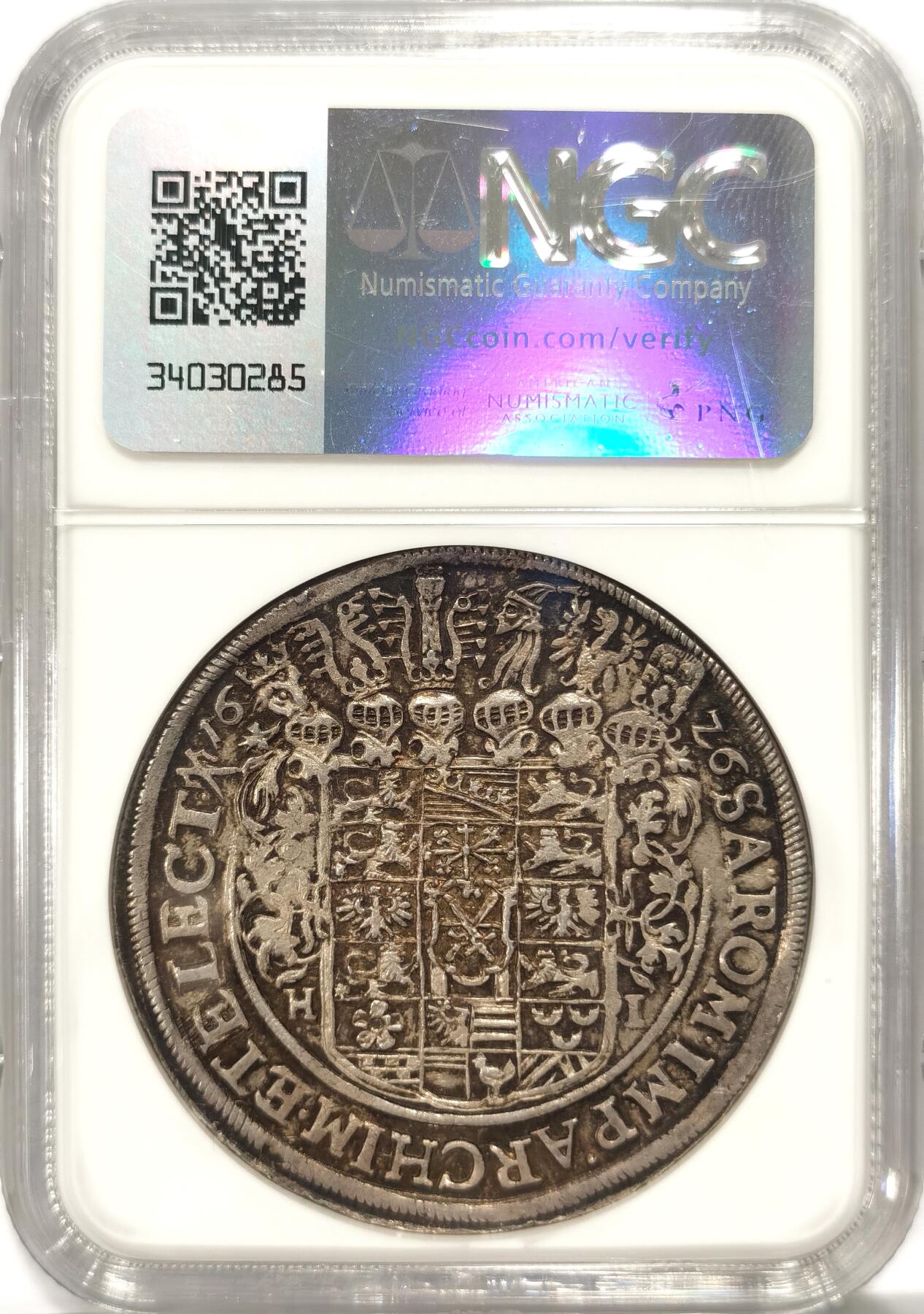 博洋堂“夏光旖旎”7月精品专场暨第085期（全场包邮） NGC MS62 神罗萨克森帝选侯1626年武士剑老泰勒 五彩 少见的高分