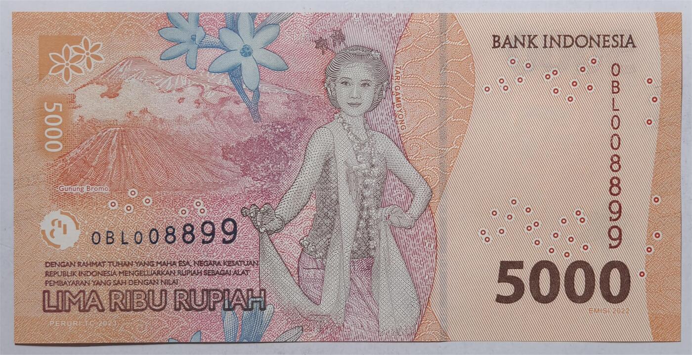 紫瑗钱币——第393期拍卖——纸币场 【双尾9 倒置号】印度尼西亚 2022年 伊达姆·哈立德 5000卢比 UNC