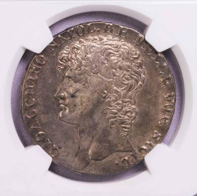 NGC-AU55 1810意大利那不勒斯王国缪拉12卡利尼大银币 稀缺品种 - NGC-AU55 1810意大利那不勒斯王国缪拉12卡利尼大银币 稀缺品种