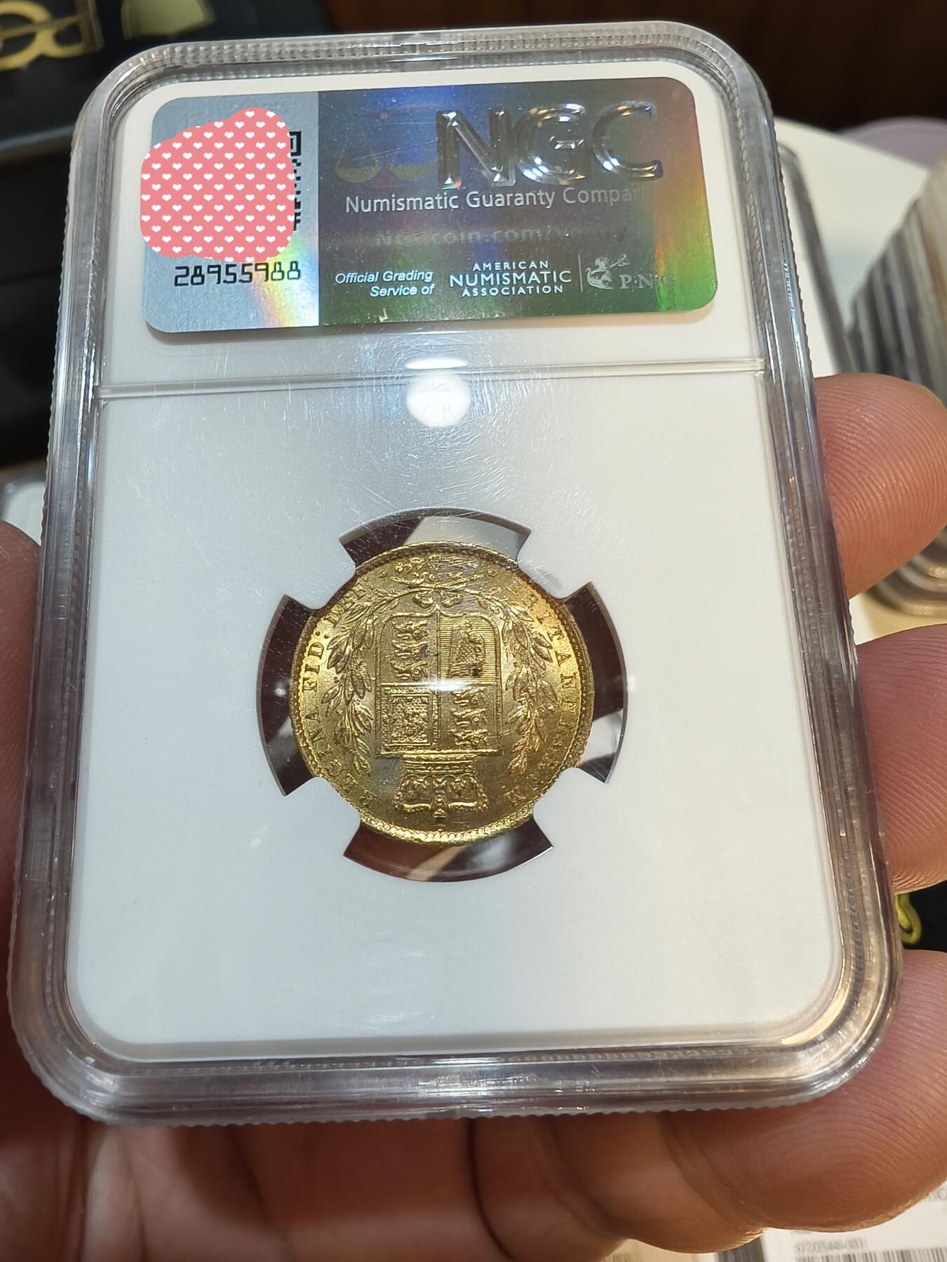 NGC-MS62英国1871年维多利亚青年版盾徽索维林金币