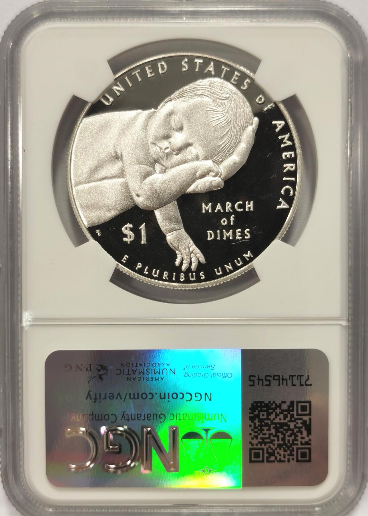 博洋堂“夏光旖旎”7月精品专场暨第085期（全场包邮） 美国2015年畸形儿基金会1美元精制银币NGC-PF69UC，发行量32030枚。克劳斯2017年获奖币，最富激情币。PROOF精制币，币面清爽干净又漂亮，打制精美