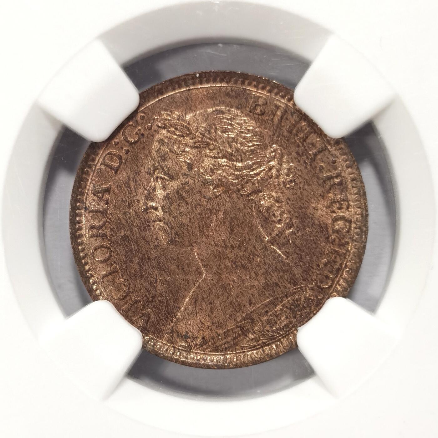 博洋堂“夏光旖旎”7月精品专场暨第085期（全场包邮） NGC MS62RB 1886年英国维多利亚1/4便士 少见品种