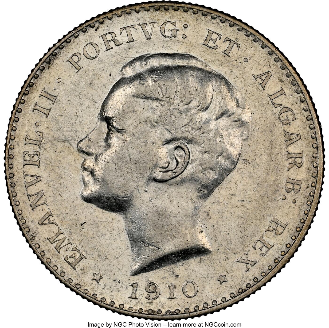 博洋堂“夏光旖旎”7月精品专场暨第085期（全场包邮） NGC AU55 葡萄牙1910年半岛战争1000R银币