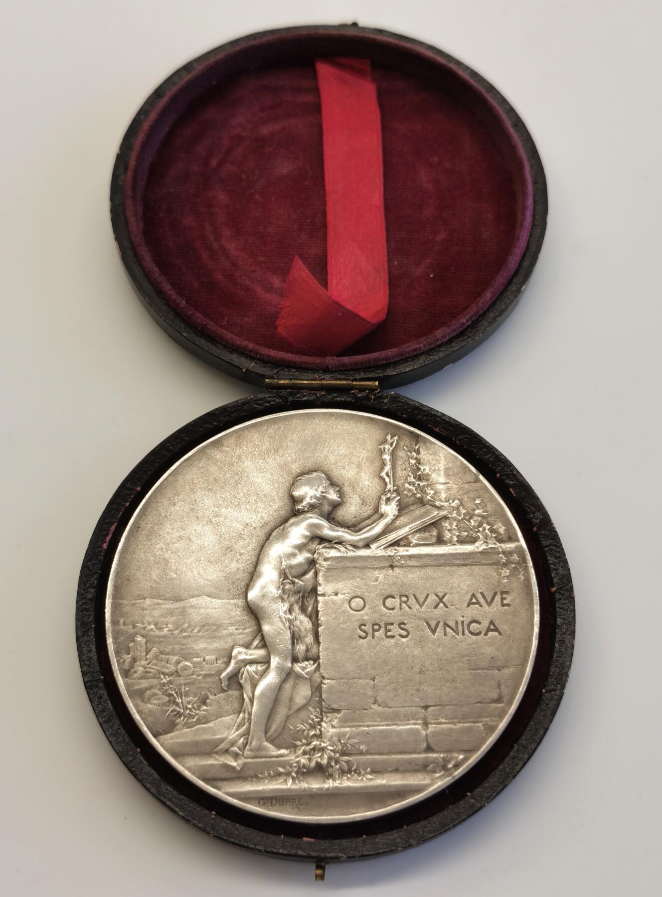 博洋堂“夏光旖旎”7月精品专场暨第085期（全场包邮） 1901年法国救赎银章（原盒），Georges Dupre作品，直径73mm，156g，边铭丰饶角+1ARGENT