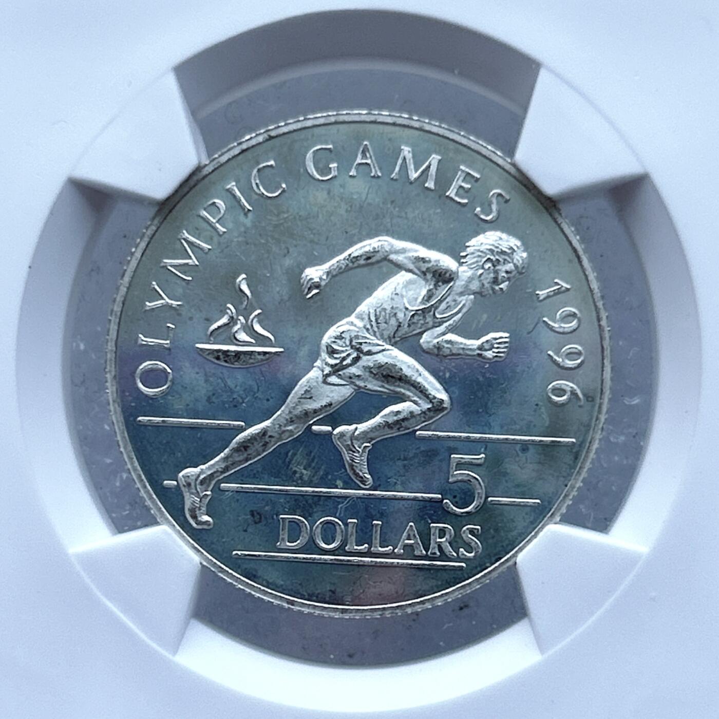 第一海外回流一元起拍收藏 散币专场 第104期 纽埃1992年5元亚特兰大奥运会10克纪念银币 短跑运动员