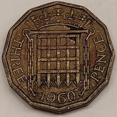 布加迪🐬～世界钱币(上海)🌾第 134 期 /  🇬🇧🇮🇳🇦🇺🇨🇦各国币及散币 - 英国🇬🇧 1960年 3便士