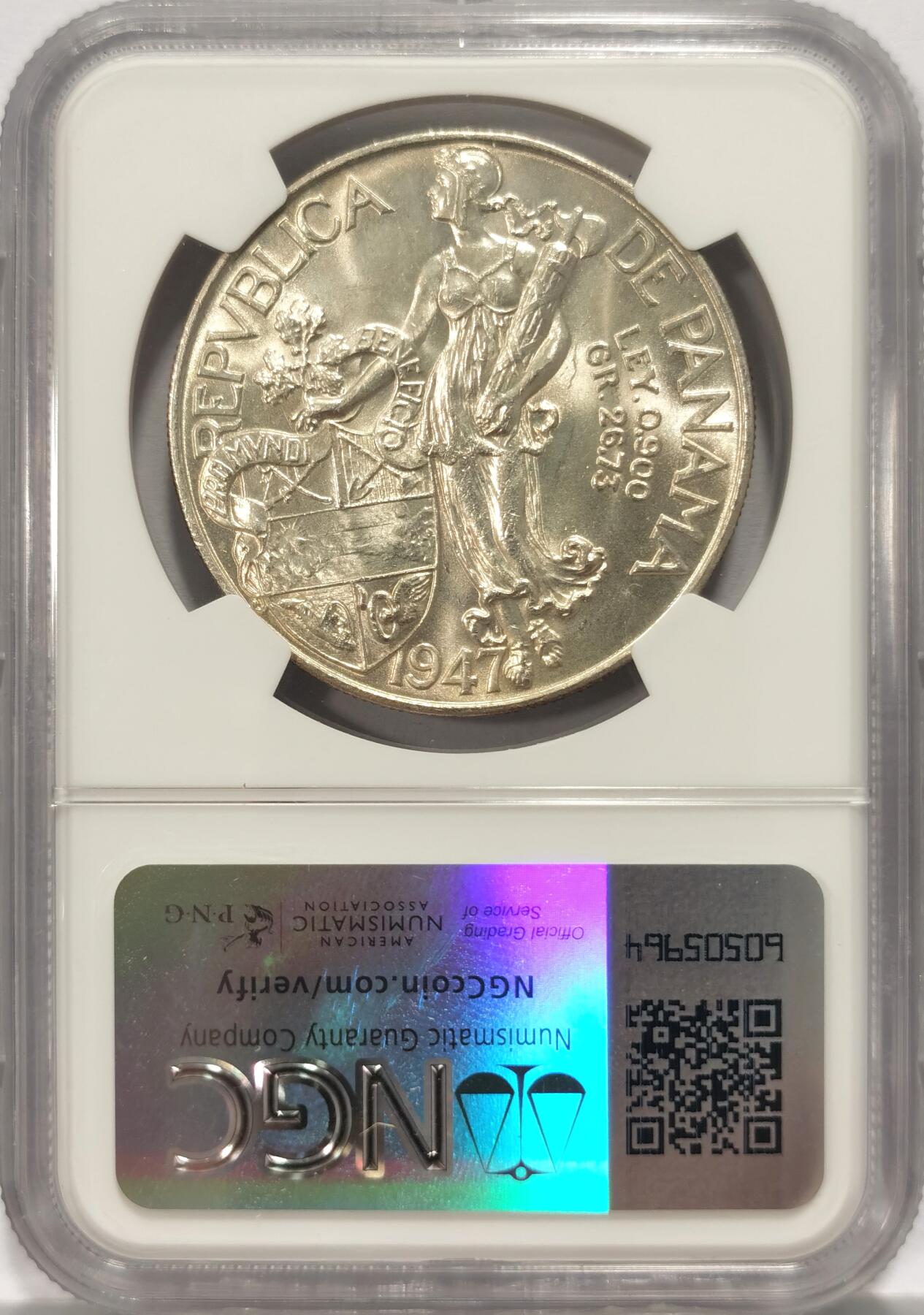 博洋堂“夏光旖旎”7月精品专场暨第085期（全场包邮） NGC MS64巴拿马1947年巴波亚女神高分大银币