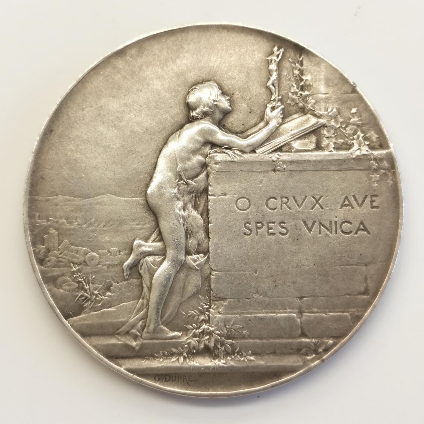 博洋堂“夏光旖旎”7月精品专场暨第085期（全场包邮） 1901年法国救赎银章（原盒），Georges Dupre作品，直径73mm，156g，边铭丰饶角+1ARGENT