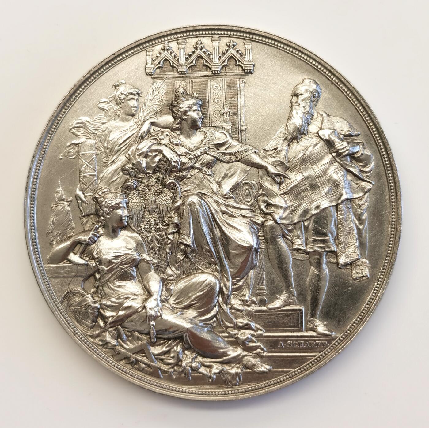 博洋堂“夏光旖旎”7月精品专场暨第085期（全场包邮） 1883年维也纳市政厅落成纪念章，镍银材质，直径72mm，好品原盒，非常难得