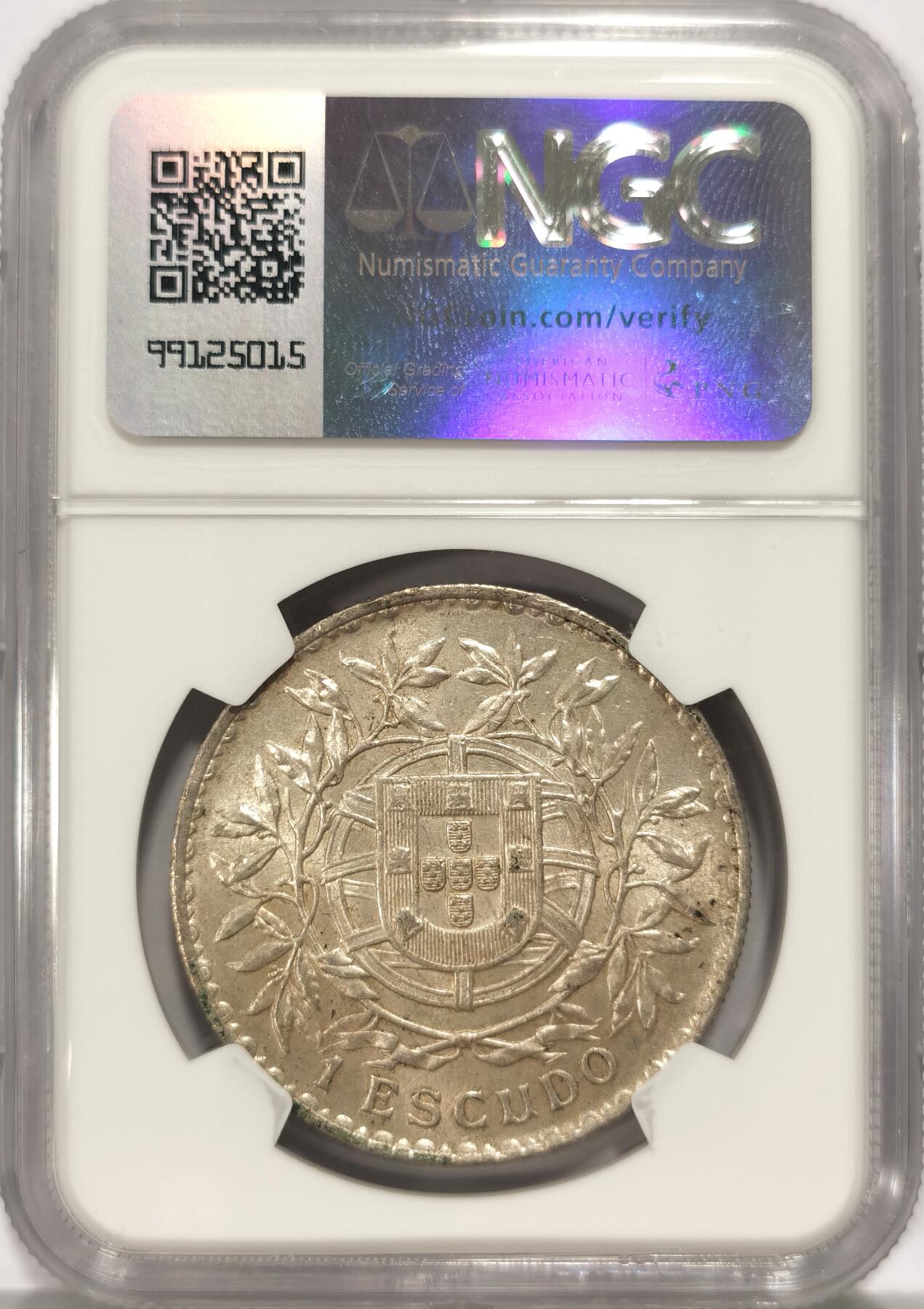 博洋堂“夏光旖旎”7月精品专场暨第085期（全场包邮） NGC MS63 葡萄牙1916年1埃斯库多银币