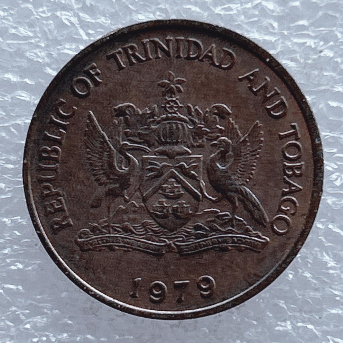 第一海外回流一元起拍收藏 散币专场 第104期 1979年特立尼和多巴哥飞鸟5分红铜币