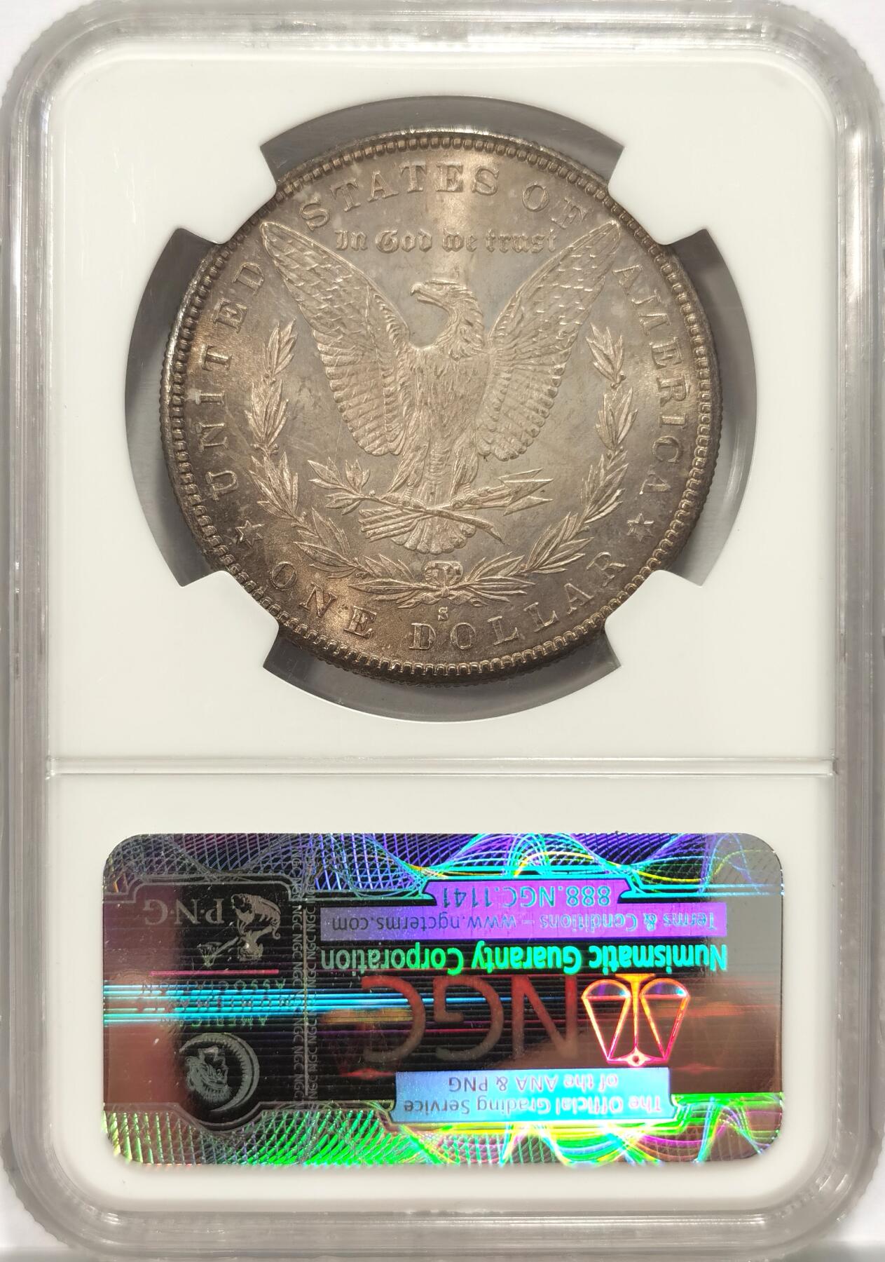 博洋堂“夏光旖旎”7月精品专场暨第085期（全场包邮） NGC MS64 美国1882年S版摩根大银币，诱人香槟色包浆