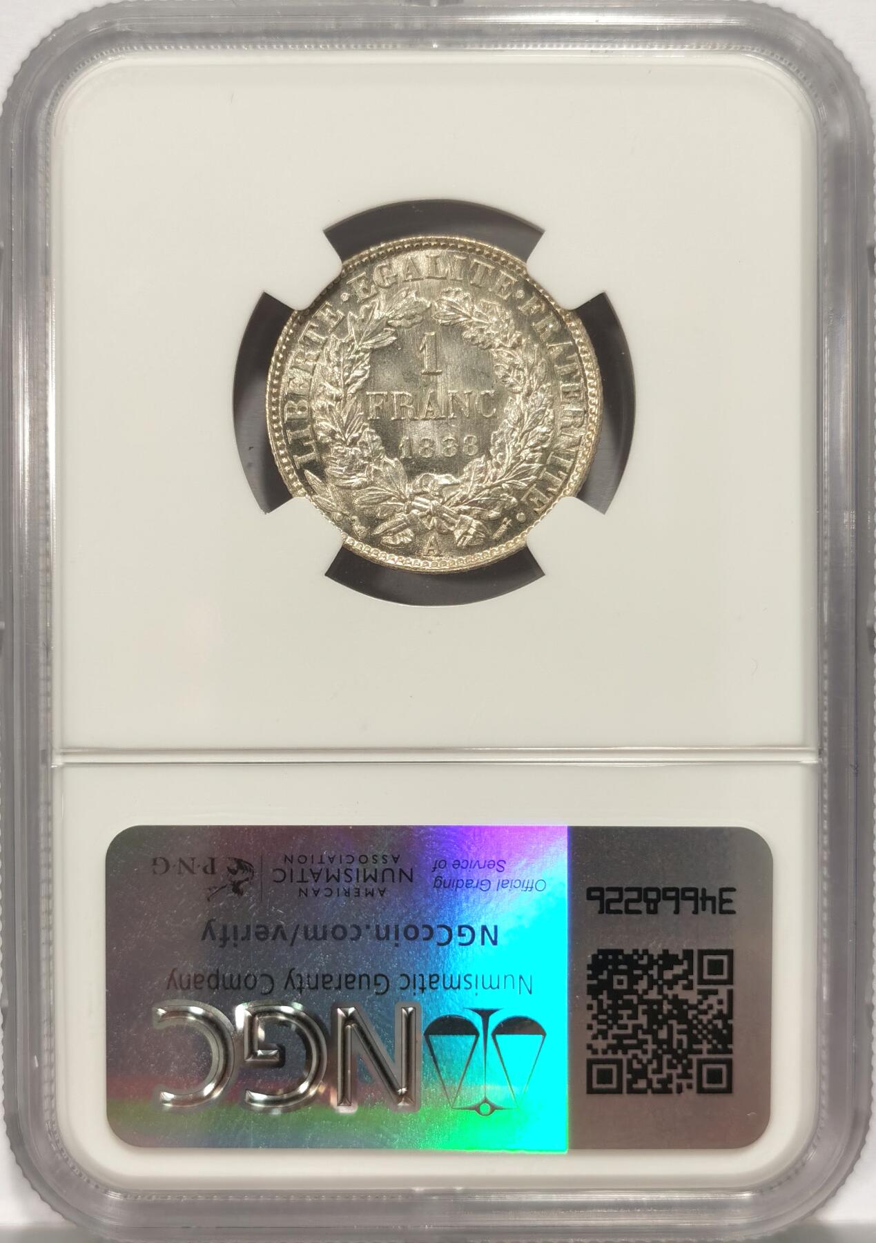 博洋堂“夏光旖旎”7月精品专场暨第085期（全场包邮） NGC MS64 法国1888年谷物女神1法郎银币 高分