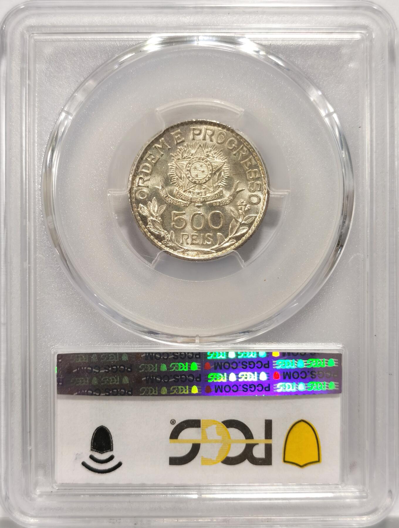博洋堂“夏光旖旎”7月精品专场暨第085期（全场包邮） PCGS MS66 巴西1913年女神500瑞斯银币，仅有2枚更高分