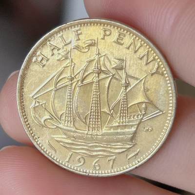 海外回流1元起拍小铺 各国钱币散币场 第14期 - 英国1967年半便士镀金币