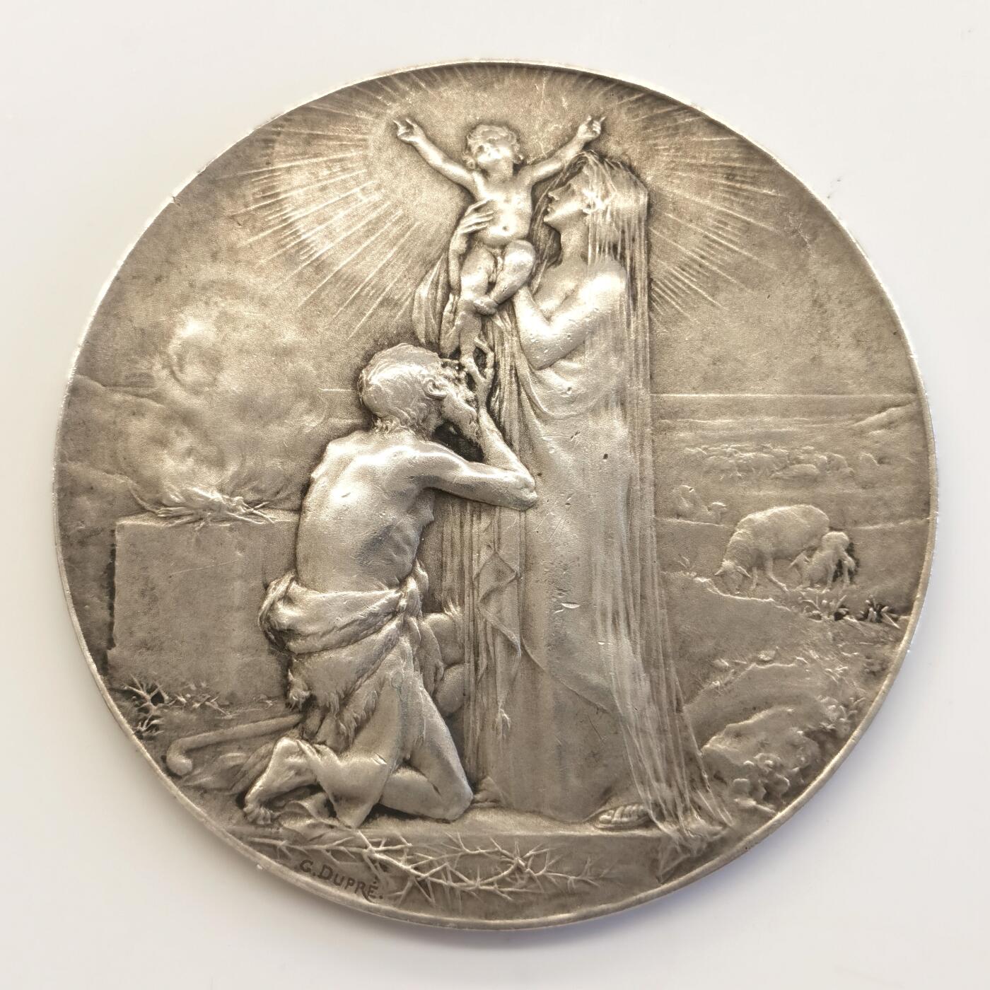 博洋堂“夏光旖旎”7月精品专场暨第085期（全场包邮） 1901年法国救赎银章（原盒），Georges Dupre作品，直径73mm，156g，边铭丰饶角+1ARGENT