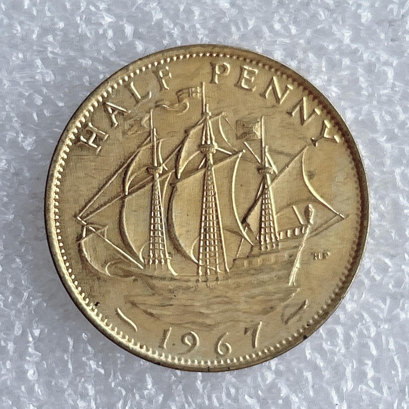 海外回流1元起拍小铺 各国钱币散币场 第14期 英国1967年半便士镀金币