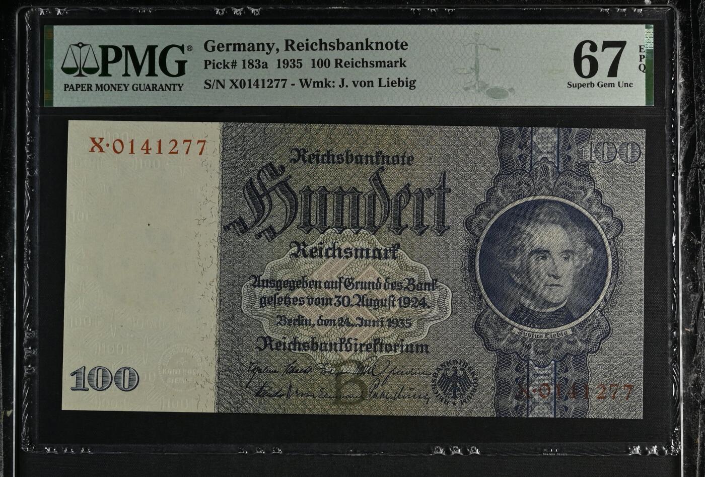 蝶之物语  第三期【精】 【X0141277】1935年德国100马克  PMG 67E  冠军分